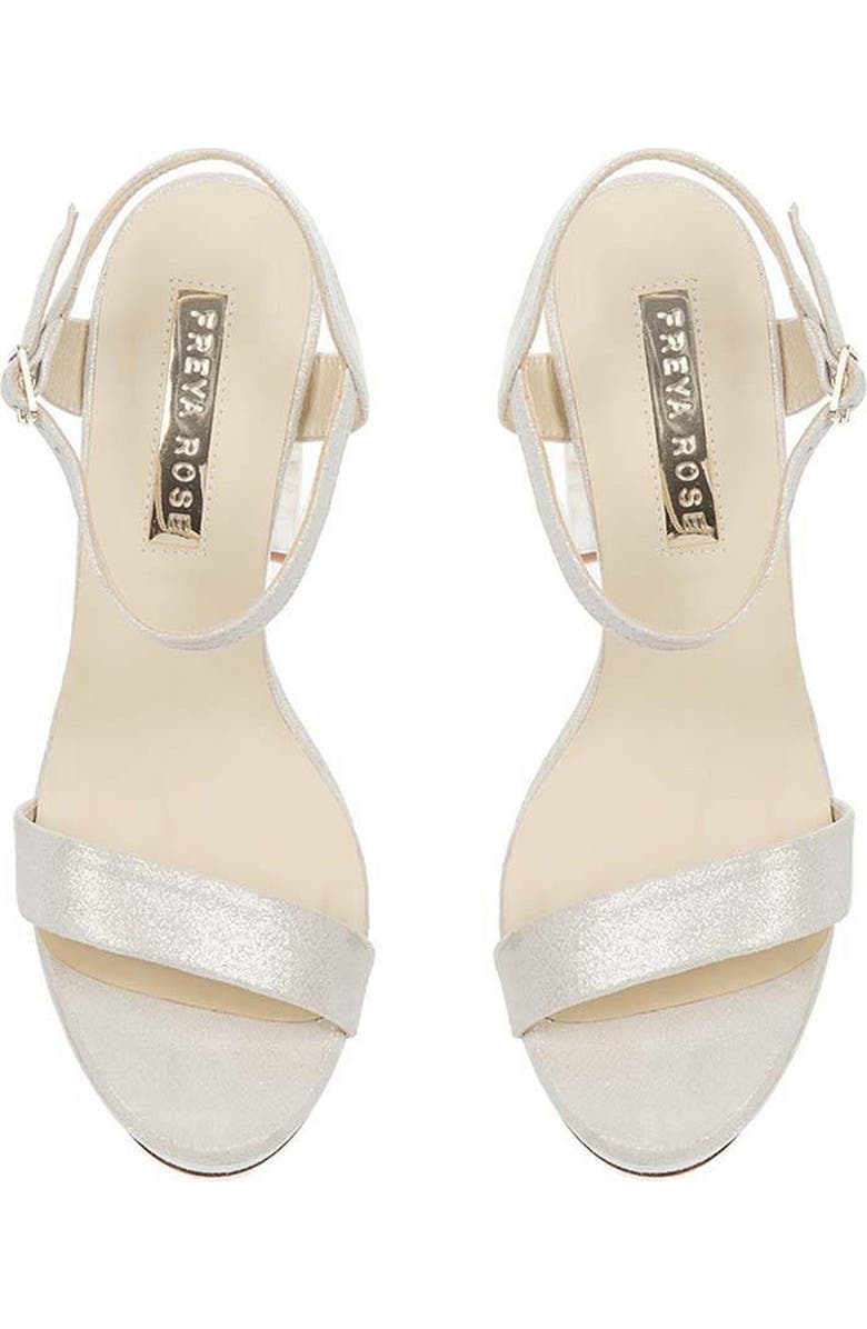 Freya Rose GiGi Ivory Ankle Strap Pearl Heel Sandal, Alternate, color, Ivory
