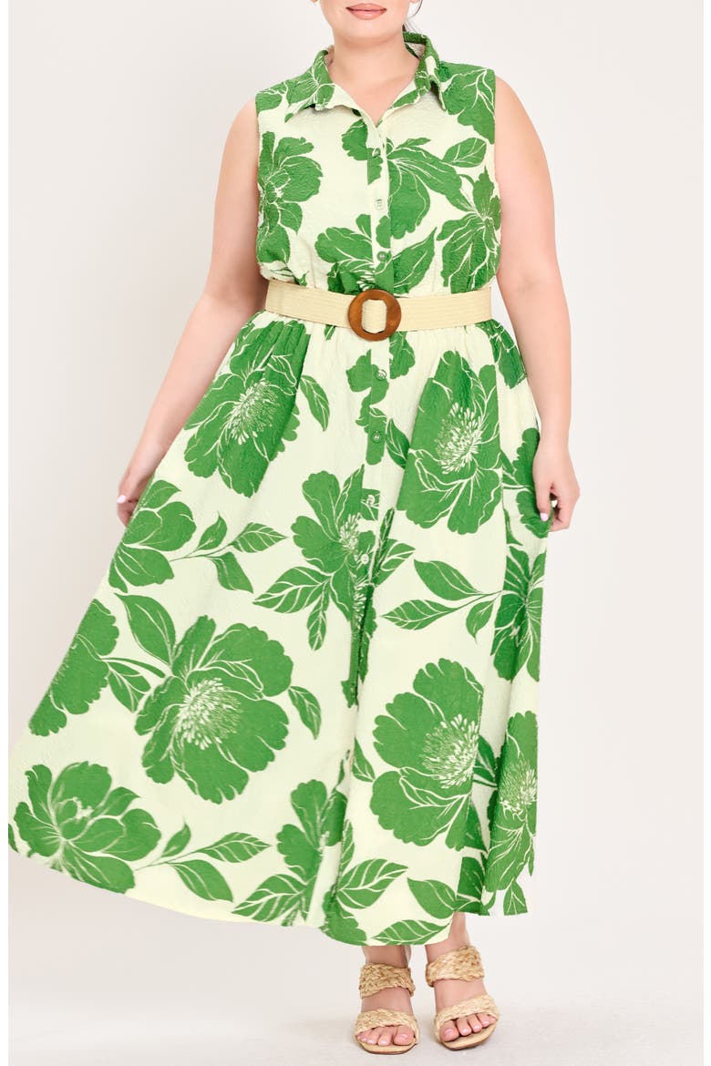 Printed Belted Shirtdress, Alternate, color, IVORY GREEN