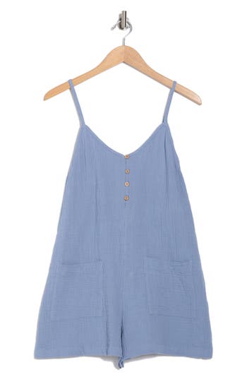 Roxy Sunshine Haze Button Front Organic Cotton Romper