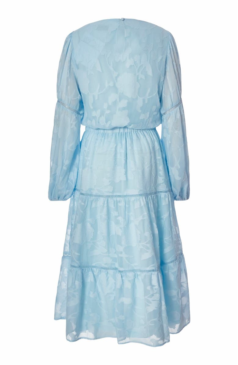 QUIZ Jacquard Midi Dress with Balloon Sleeve, Alternate, color, Pale Blue