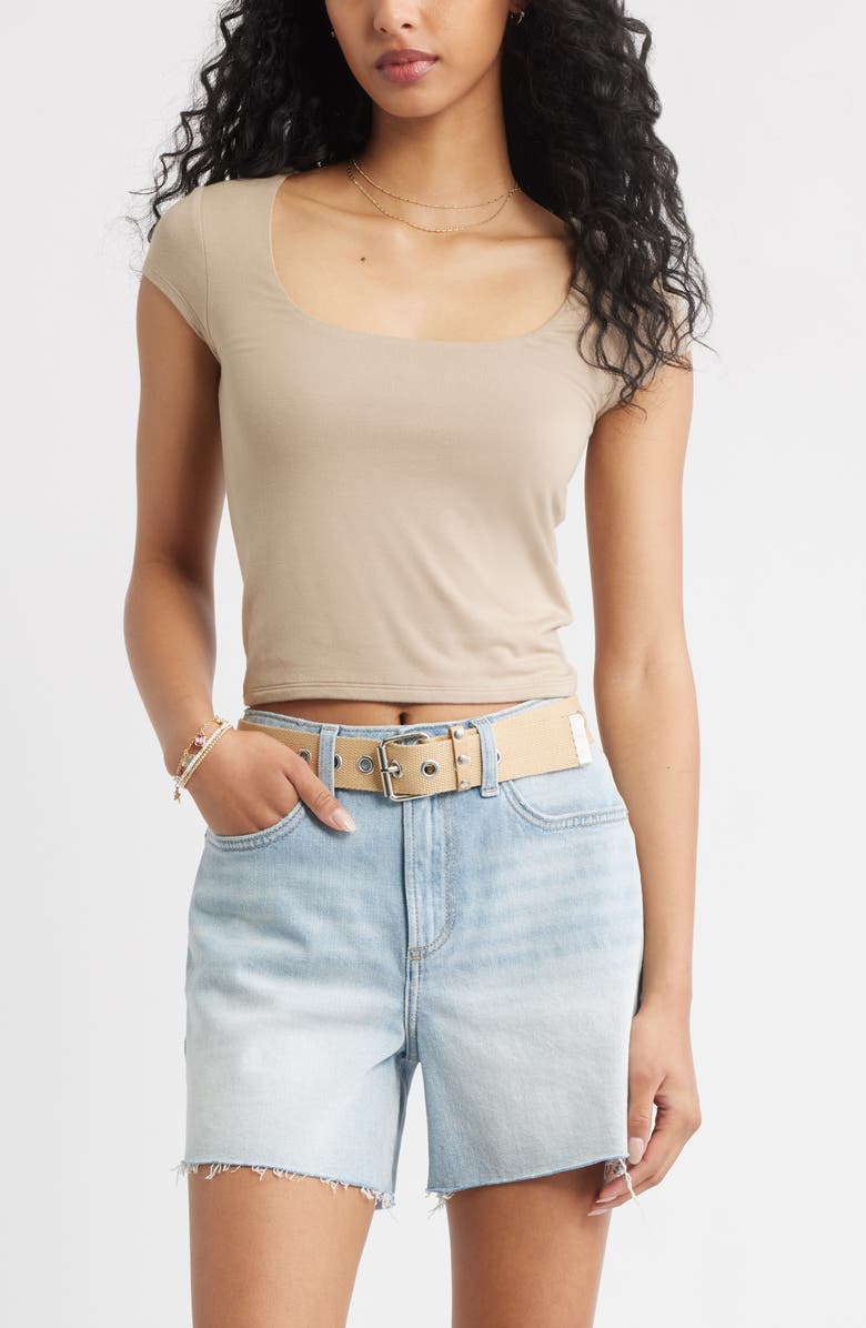 BP. Square Neck Baby Tee, Main, color, Tan Savannah