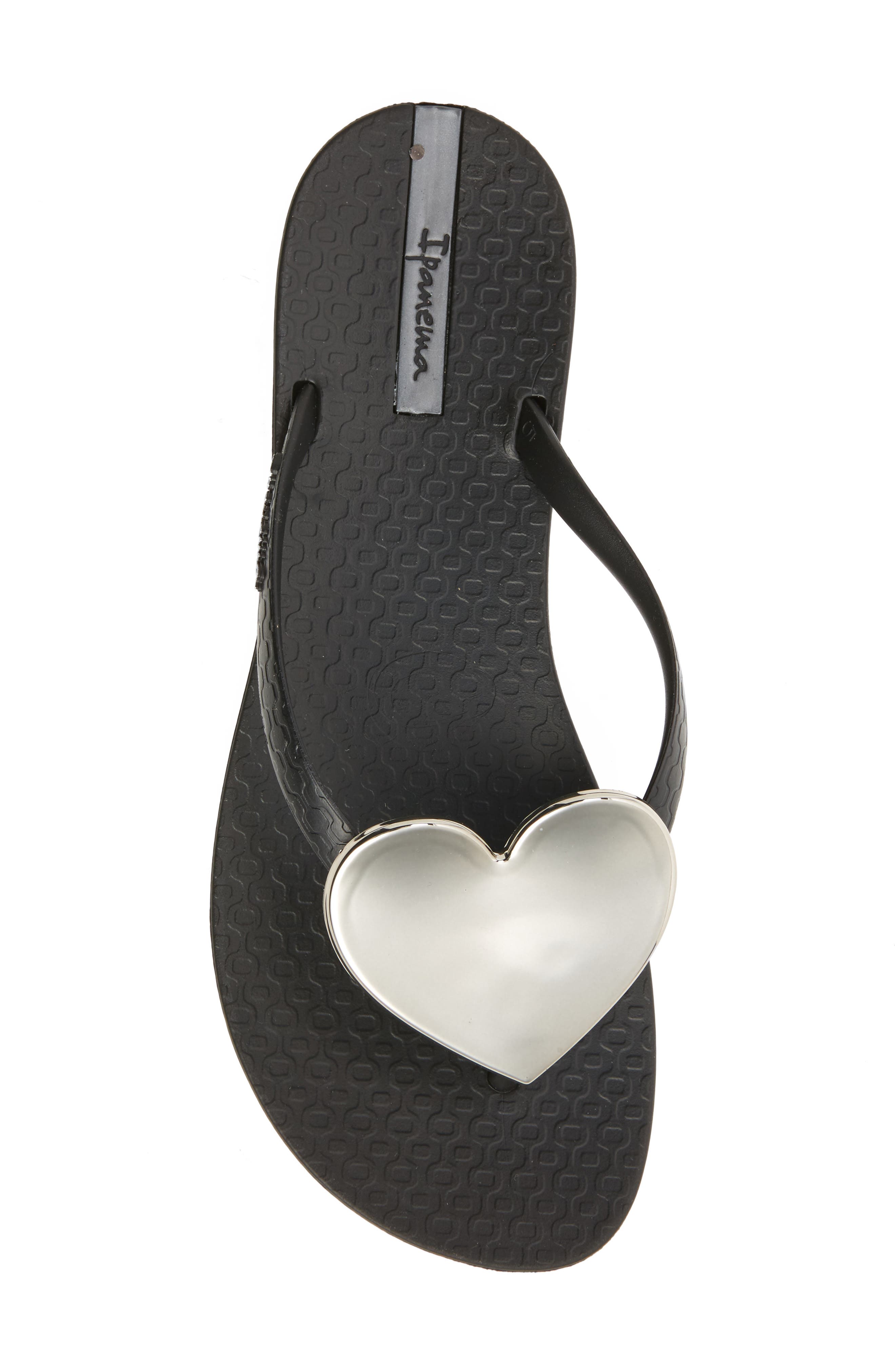 Ipanema Wave Heart Flip Flop, Alternate, color, Black
