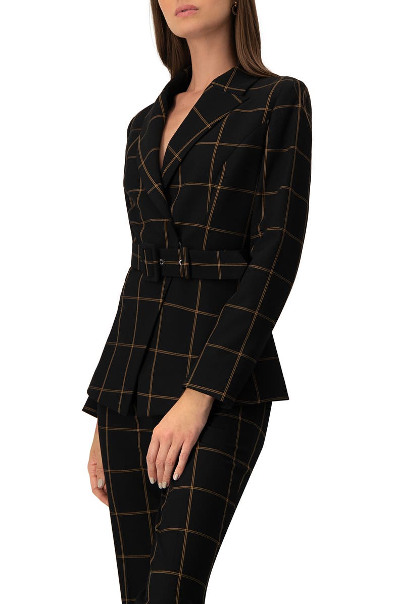 IVONNE Striped Double-Breasted Blazer with Belt, Alternate, color,