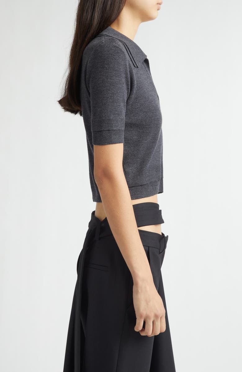 MONSE Doubled Crop Merino Wool Polo, Alternate, color, Dark Grey
