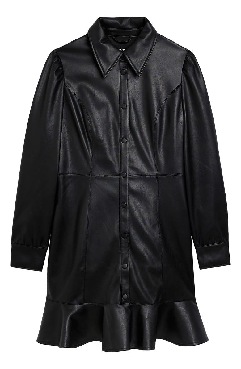 River Island Long Sleeve Faux Leather Minidress, Alternate, color, 