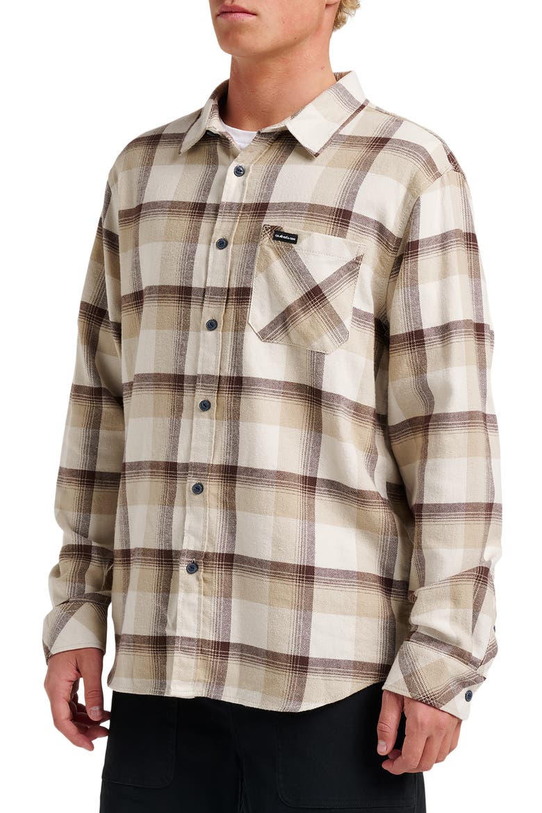 Penmar Check Cotton Flannel Button-Up Shirt, Alternate, color, SILVER BIRCH