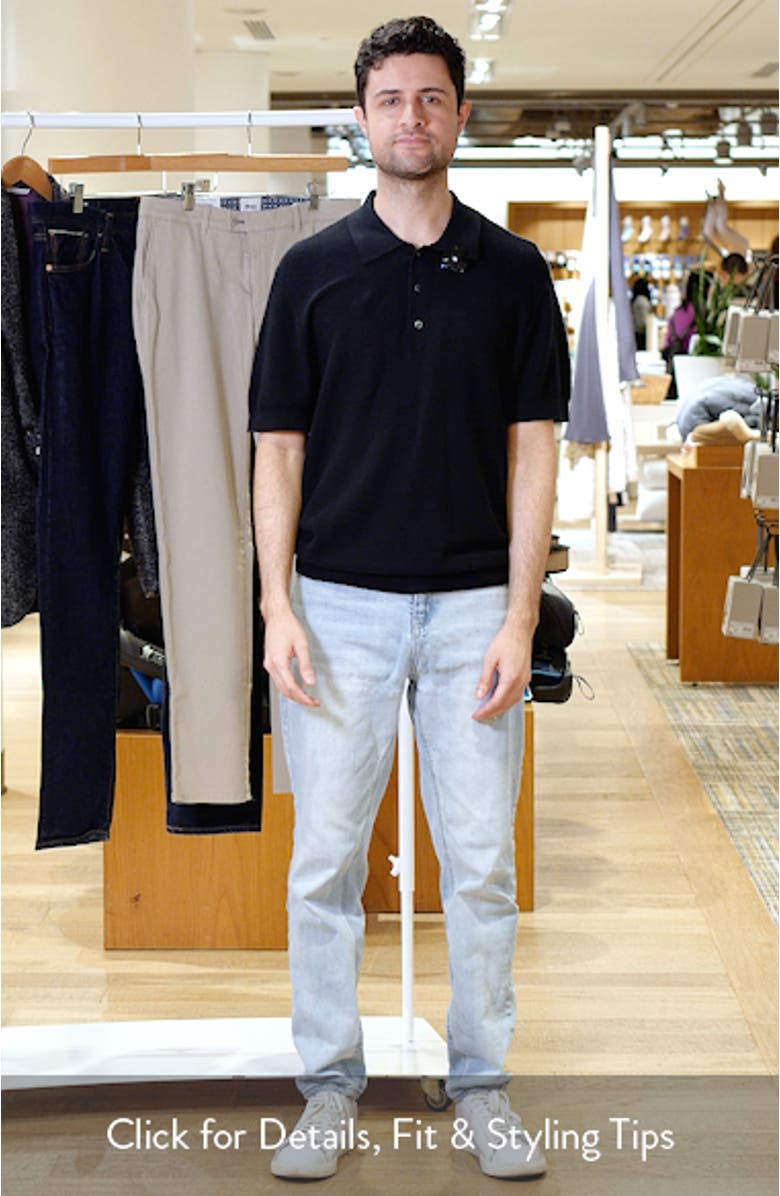 Short Sleeve Textured Cotton & Silk Polo Sweater, sales video thumbnail