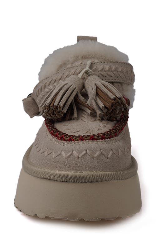 Zigi Faux Fur Tassel Bootie In Off White Suede