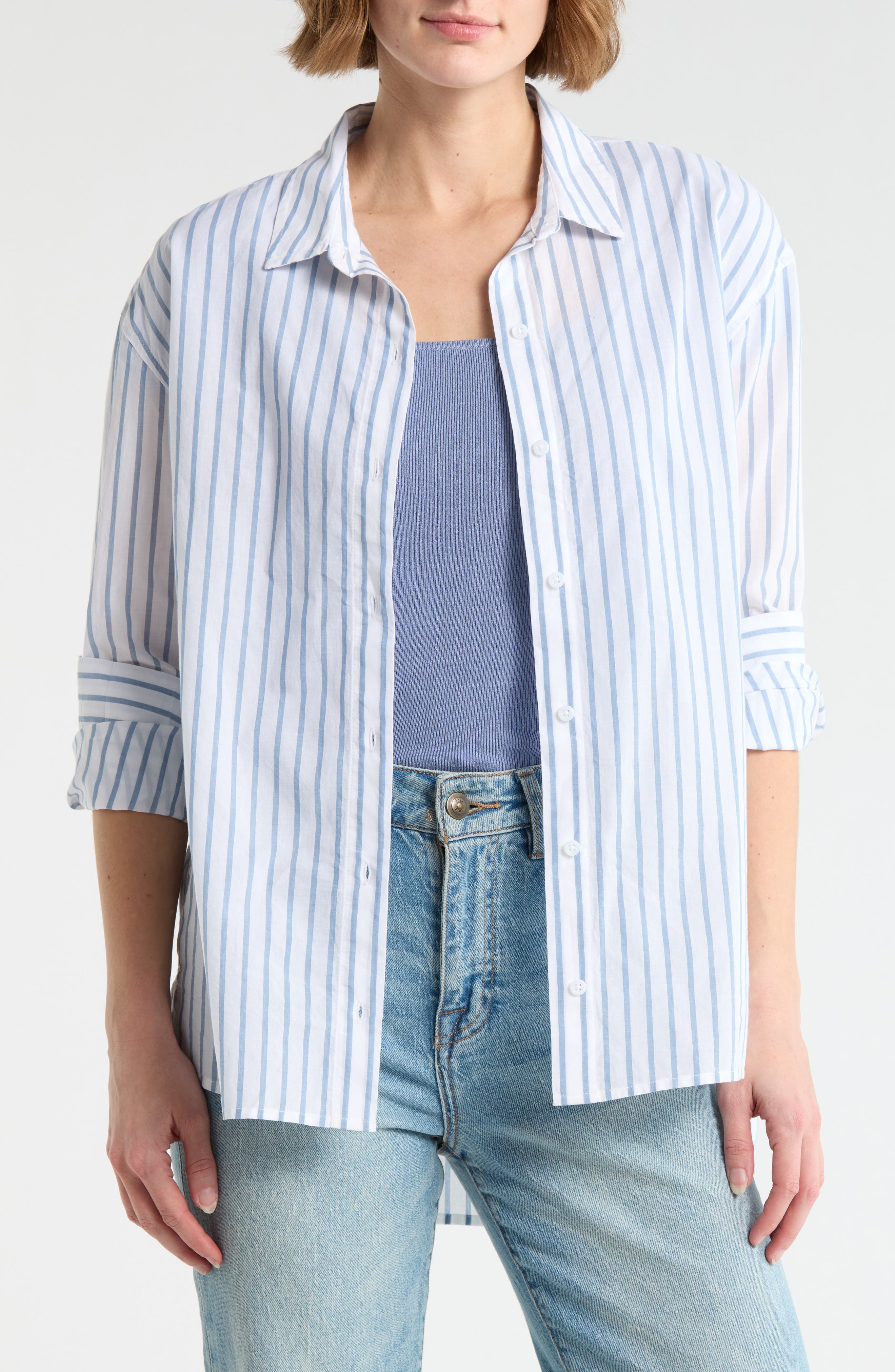 Melrose and Market Stripe Button-Up Shirt