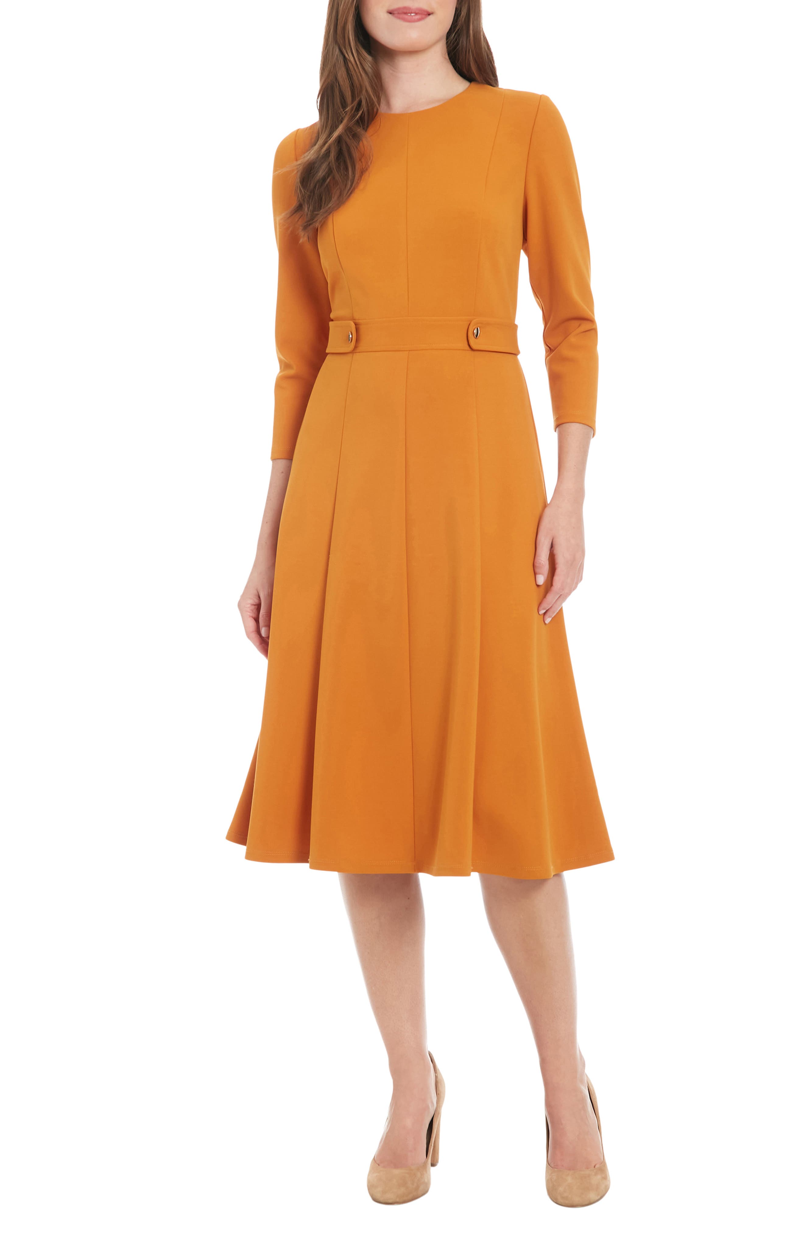 London Times Seamed Midi Dress