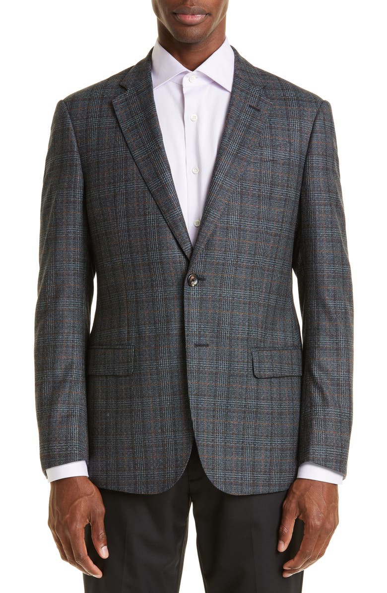 Emporio Armani G Line Plaid Super 130s Wool Sport Coat, Main, color, 