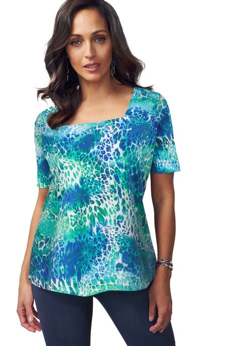 Stretch Cotton Square Neck Tee