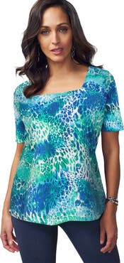 Jessica London Stretch Cotton Square Neck Tee
