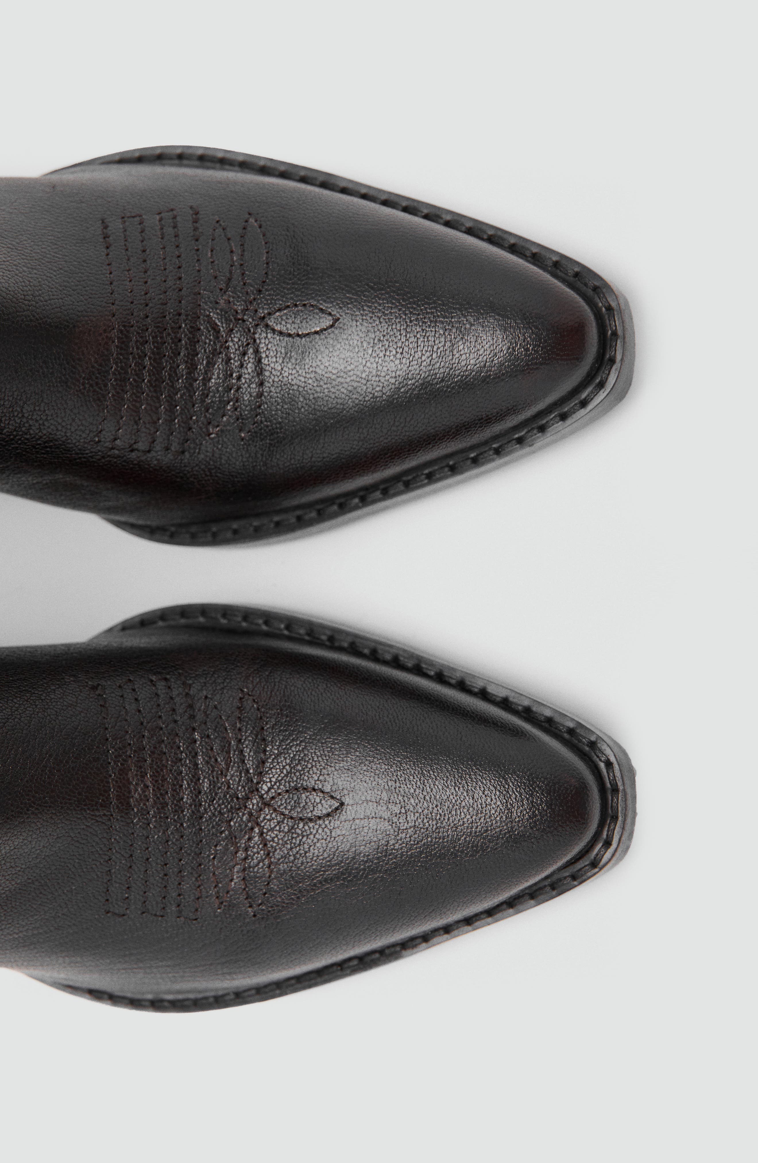 MANGO Leather Western Boot, Alternate, color, Chocolate