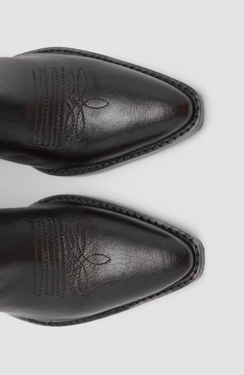 MANGO Leather Western Boot, Alternate, color, Chocolate