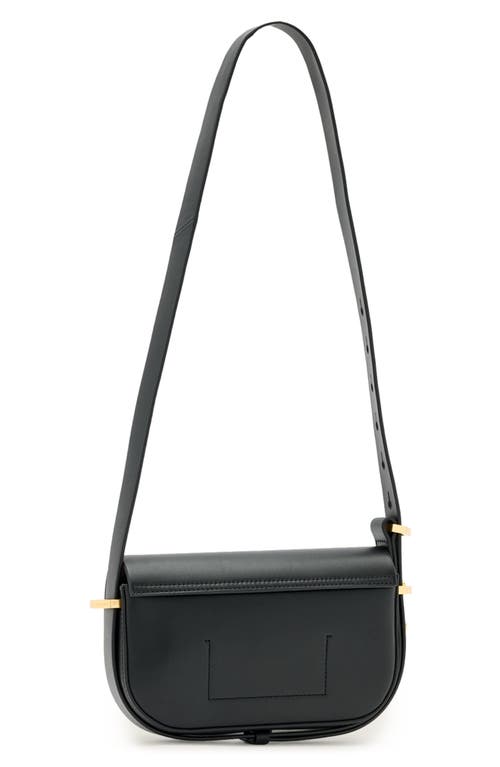 Allsaints Womens Black Etta Branded Leather Cross-body Bag In Black
