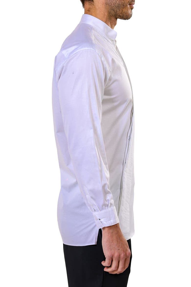 Kymono Asymmetric Pleat Button-Up Shirt, Alternate, color, WHITE