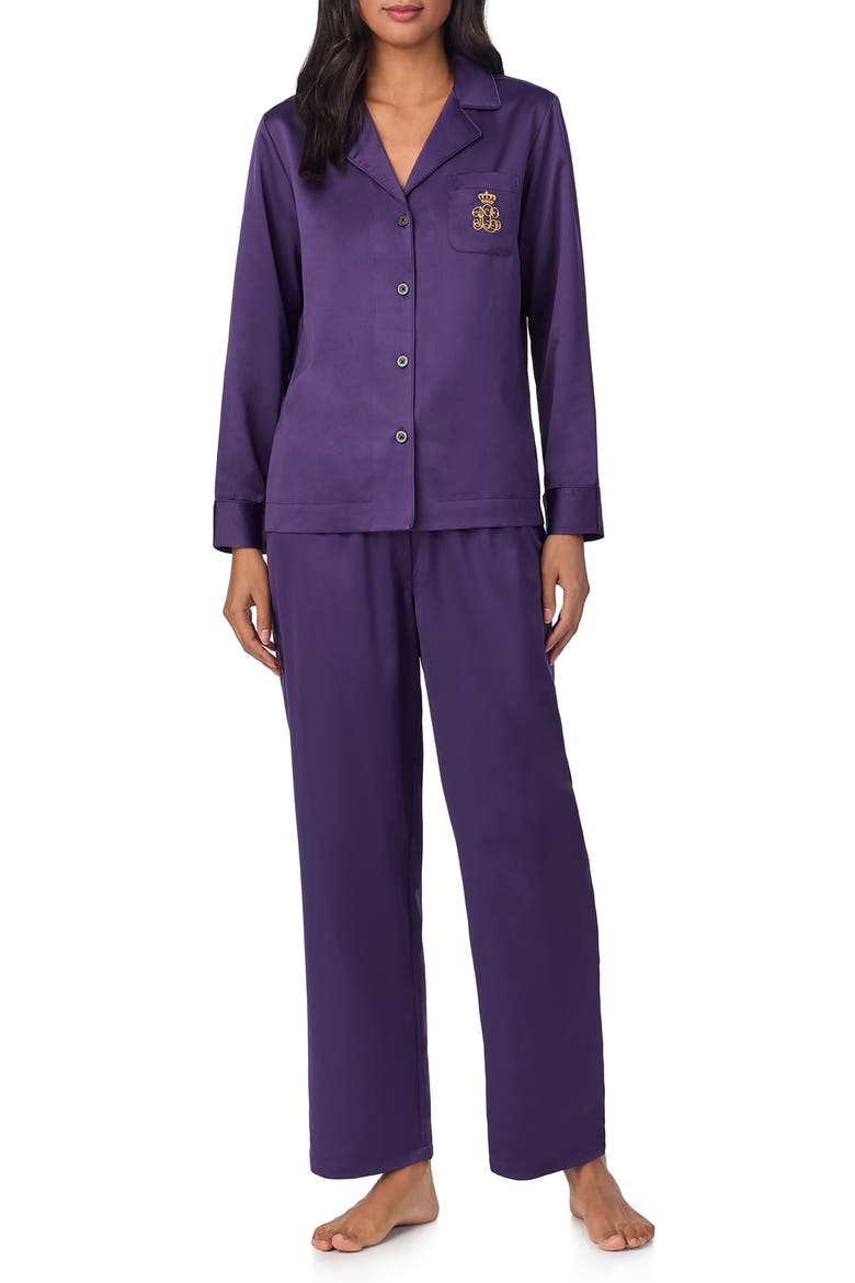 Long Sleeve Pajamas, Main, color, AUBERGIN
