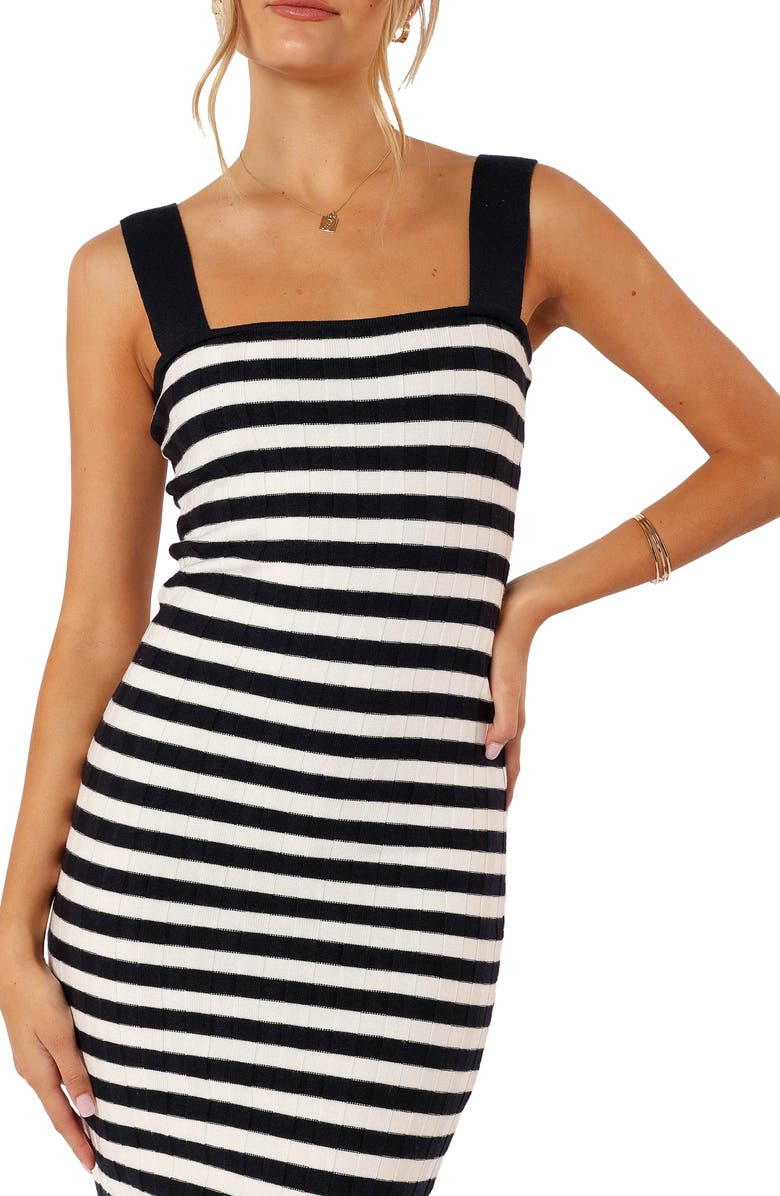 Petal & Pup Ledger Stripe Midi Sweater Dress, Alternate, color, Navy Stripe