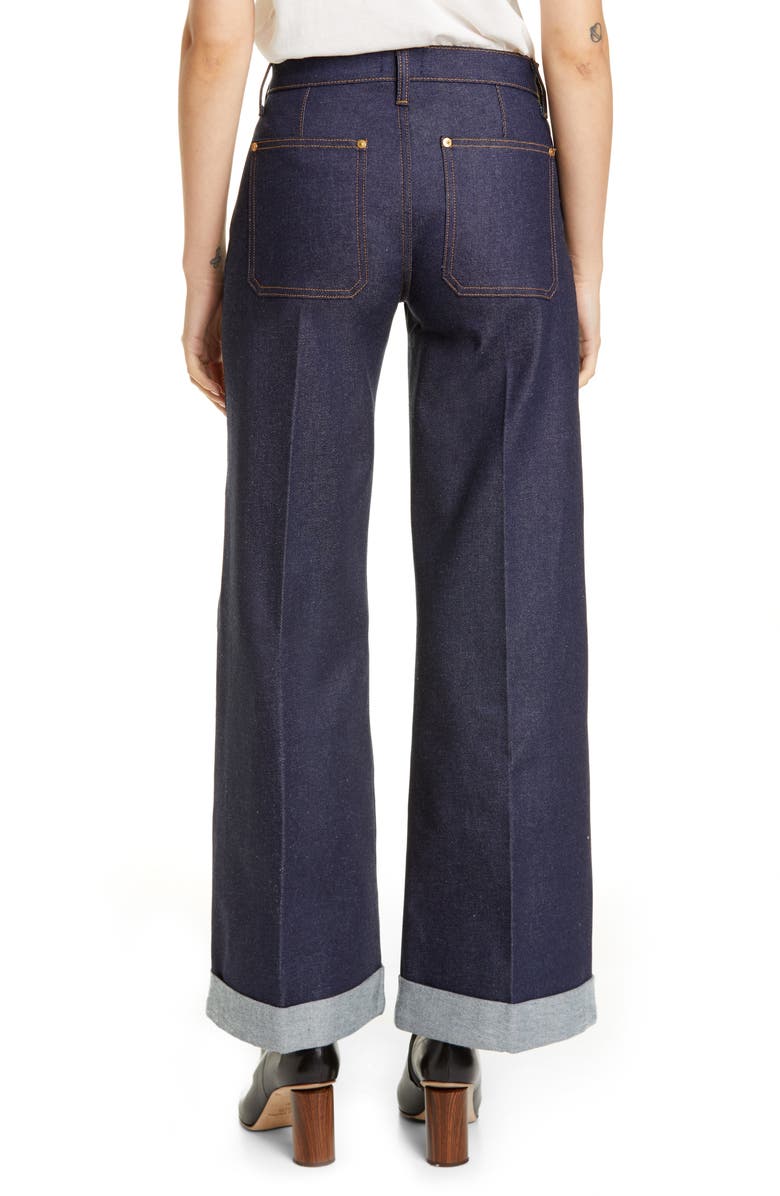 Khaite The Ray Roll Cuff Wide Leg Jeans, Alternate, color,