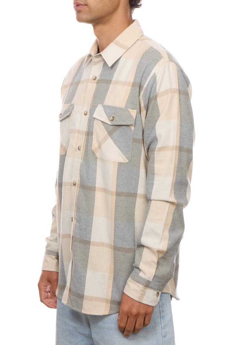Plaid Flannel Button Down Shirt, Alternate, color, CREAM