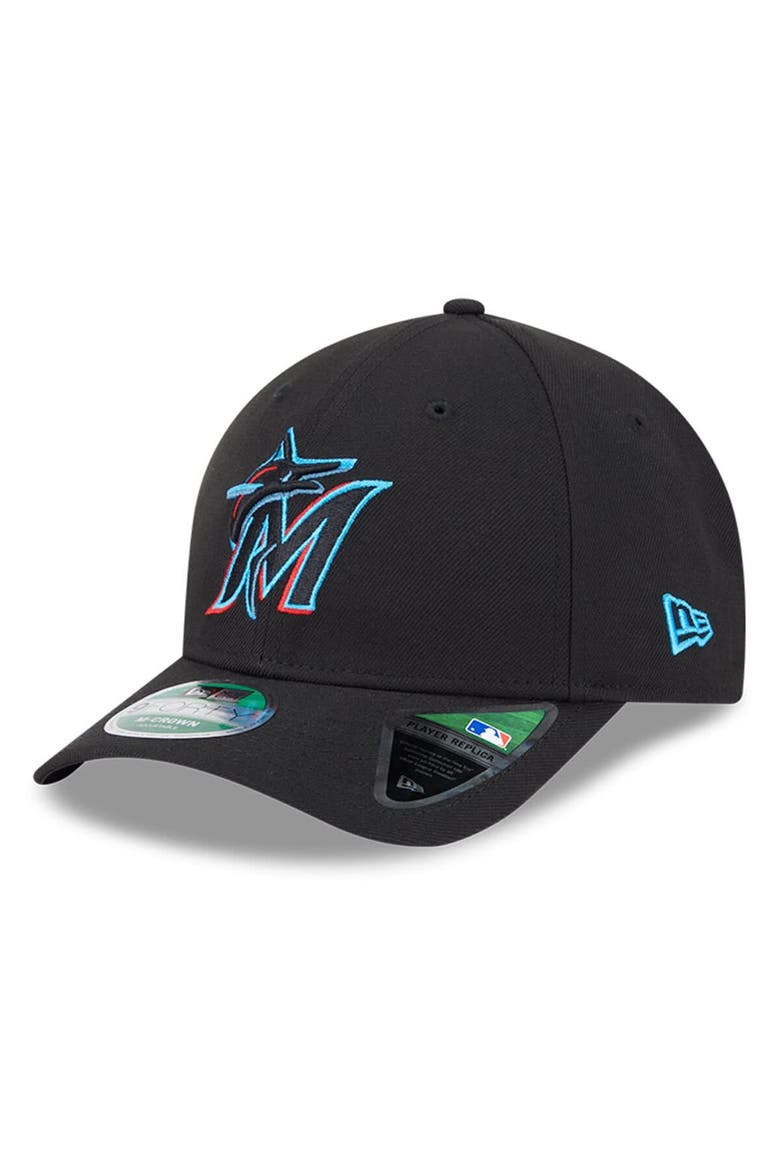 Men's New Era  Black Miami Marlins Player Replica 9FORTY Adjustable Hat, Main, color, Black