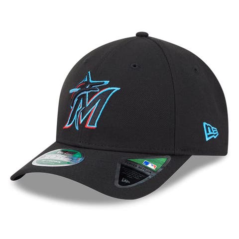 Men's New Era  Black Miami Marlins Player Replica 9FORTY Adjustable Hat