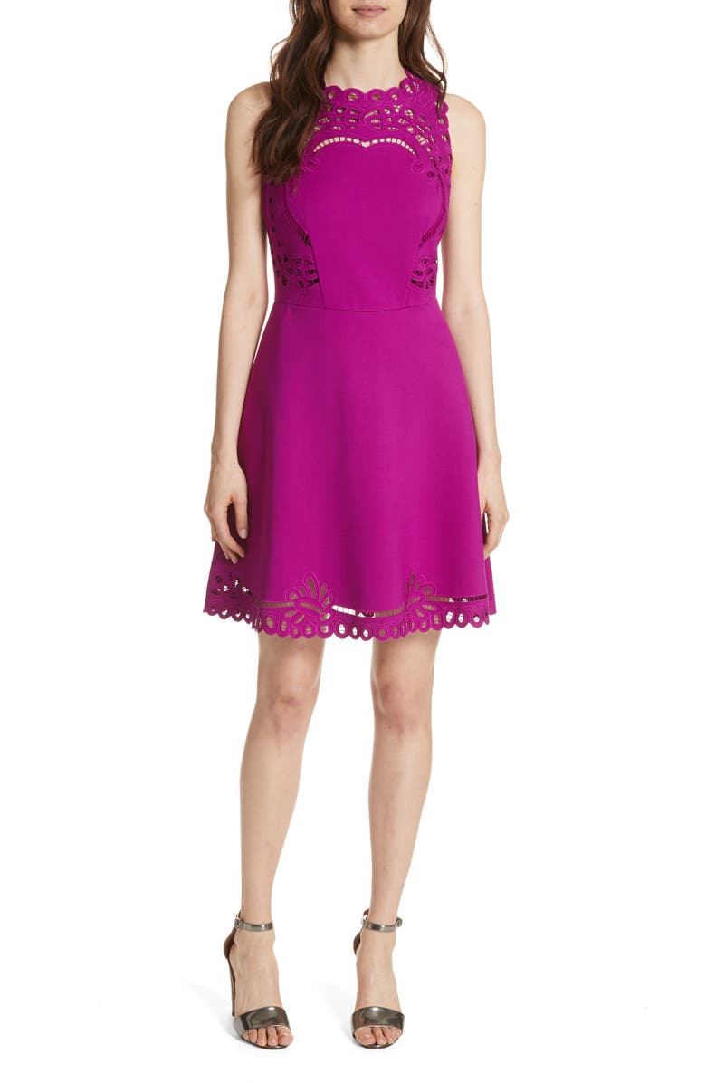Ted Baker London Embroidered Skater Dress, Main, color,