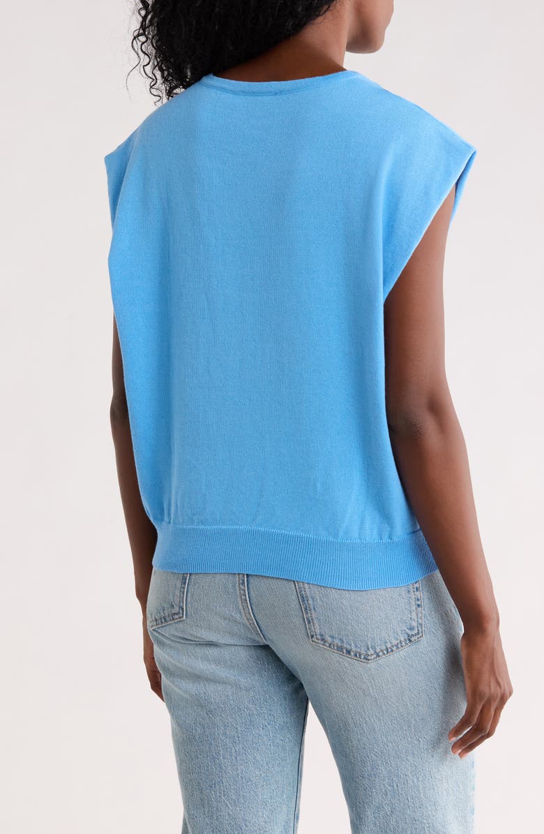 Nicole Miller V-Neck Sweater, Alternate, color, Light Blue/ Scarf Print