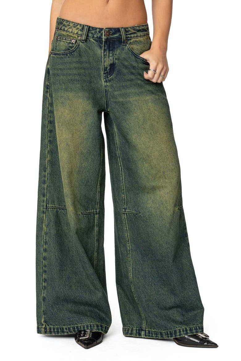 Shawn Tinted Low Rise Wide Leg Jeans, Main, color, BLUE-WASHED