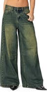 EDIKTED Shawn Tinted Low Rise Wide Leg Jeans