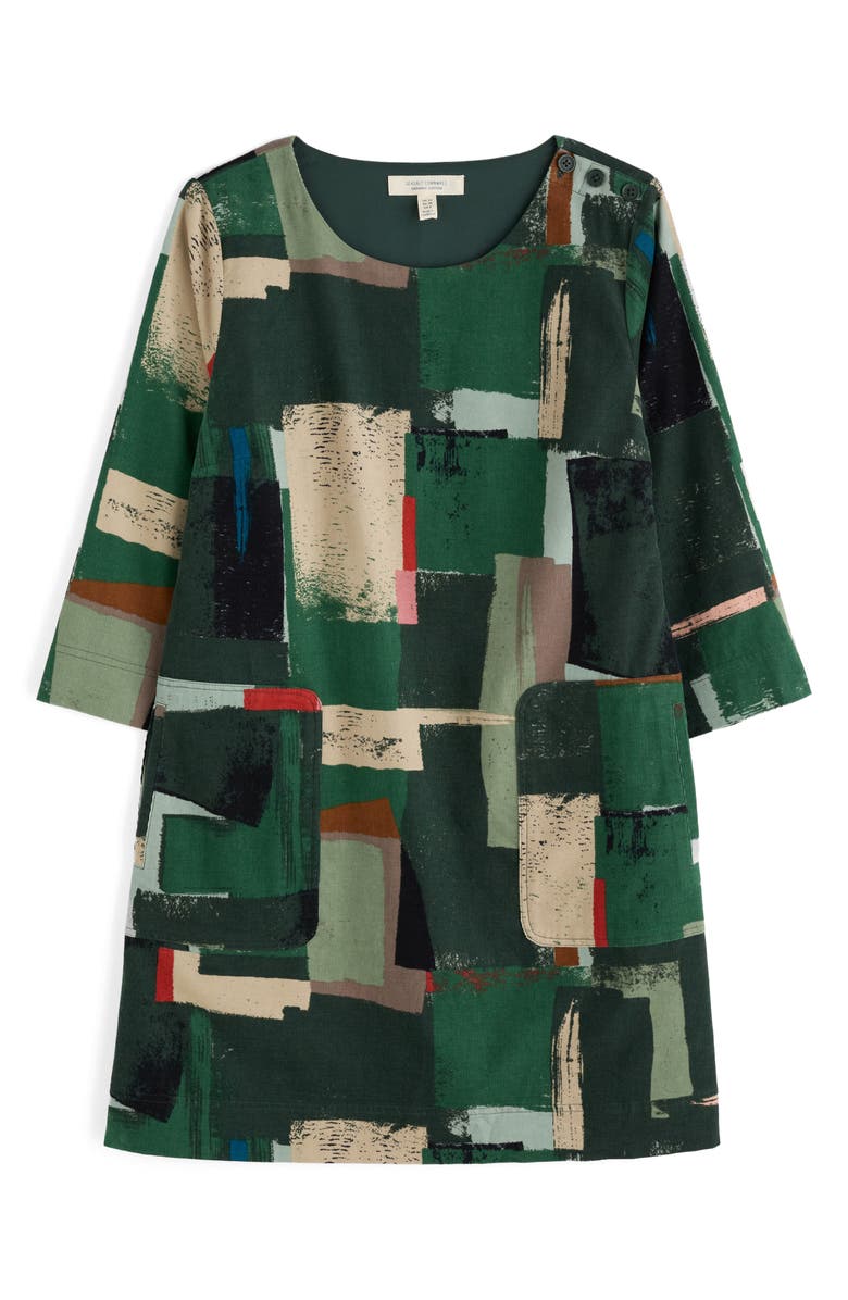 Seasalt Cornwall Port Gaverne Abstract Print Organic Cotton Pincord Tunic, Main, color, Aerial Field Coppice