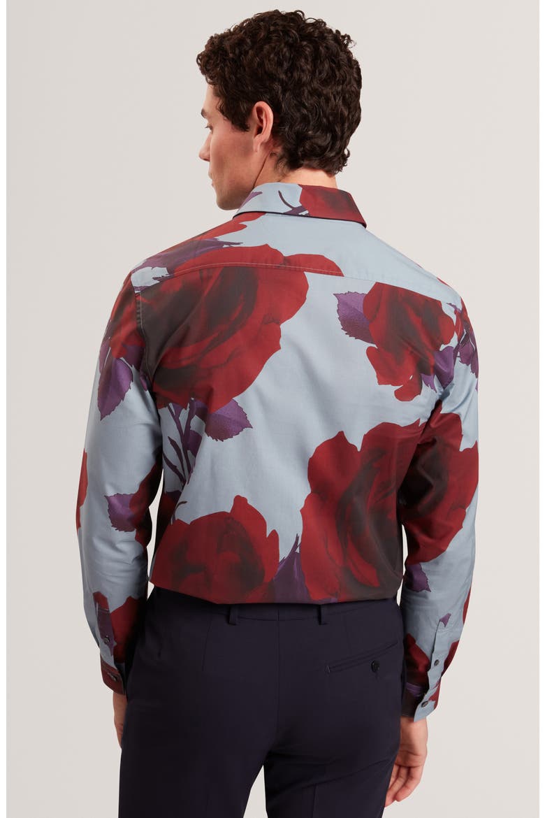 Givira Print Cotton Button-Up Shirt, Alternate, color, TEAL-BLUE
