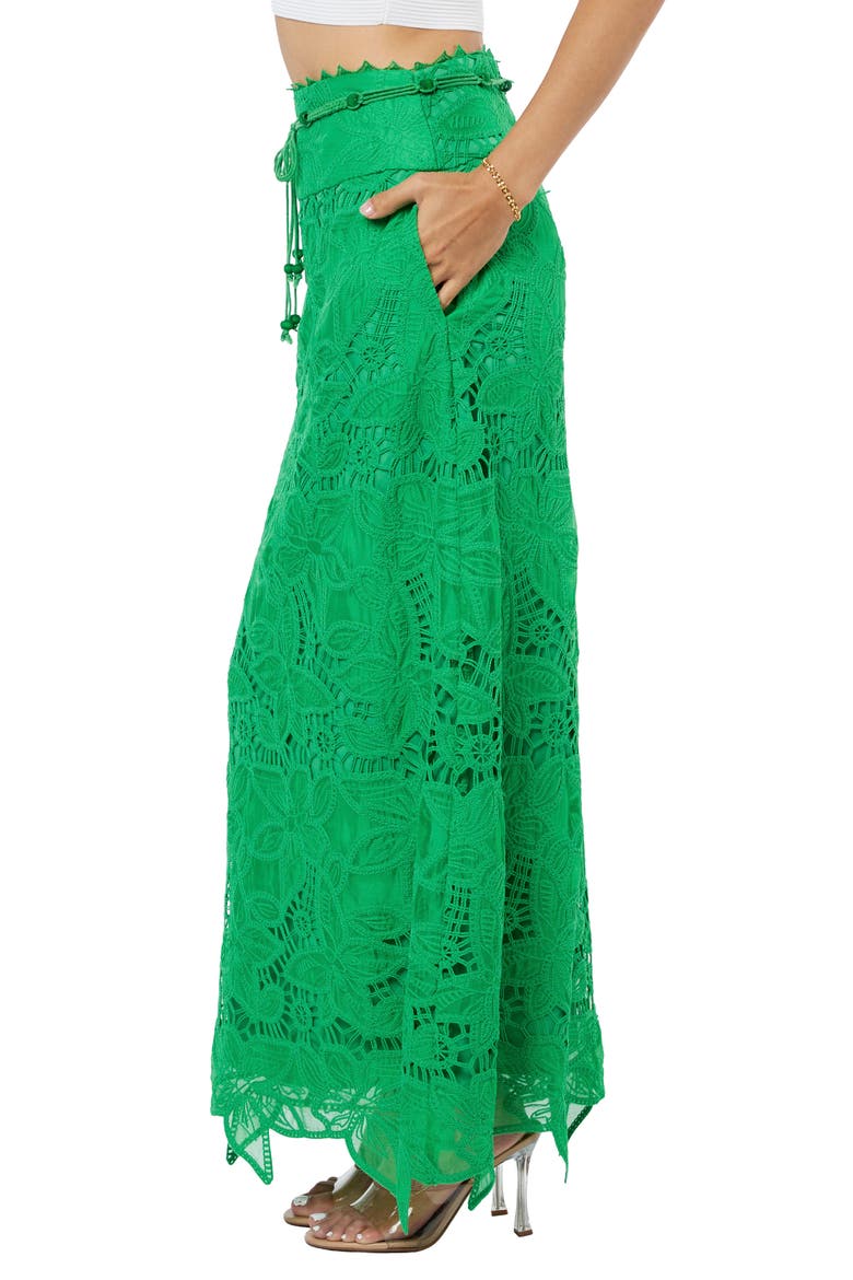 Lori Lace Midi Skirt, Alternate, color, GREEN