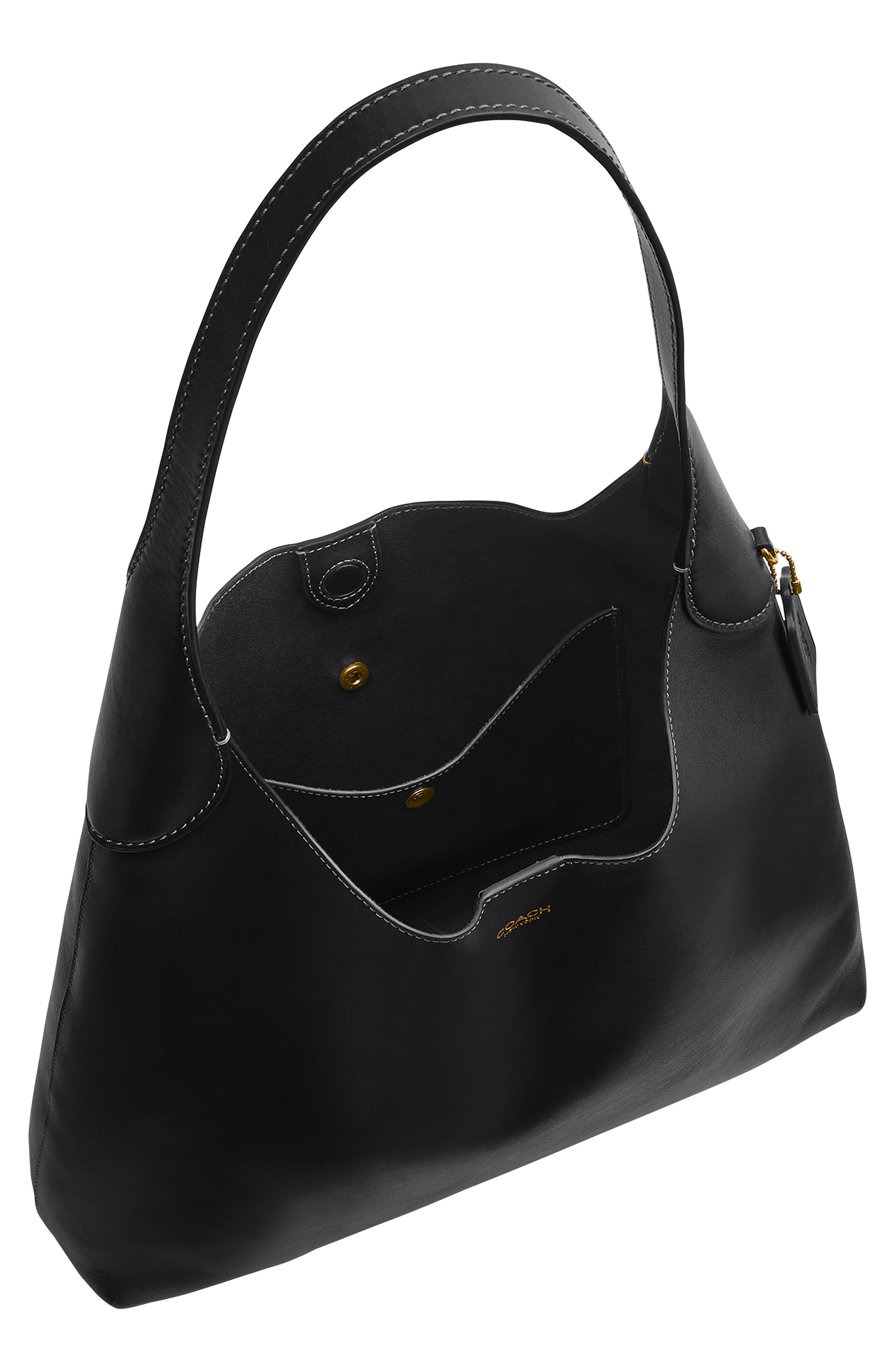 COACH Brooklyn 34 Leather Shoulder Bag, Alternate, color, Black