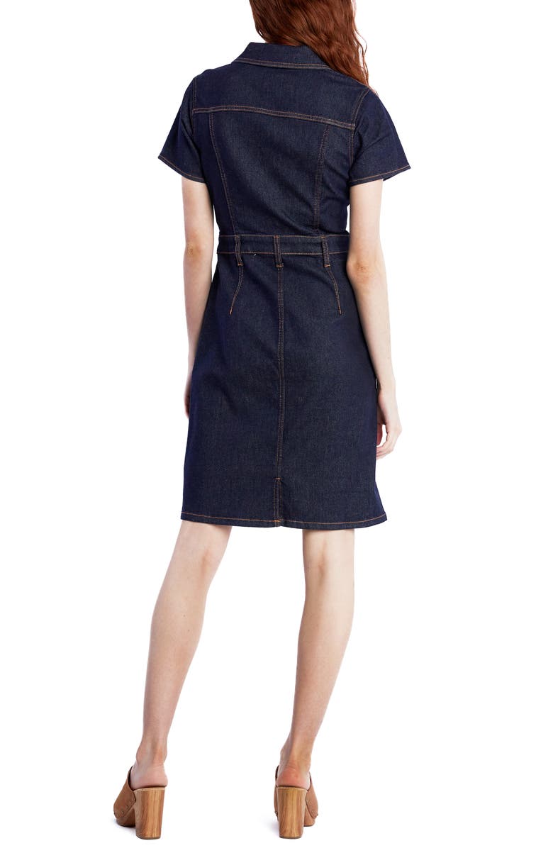 Wash Lab Denim Naomi Fitted Denim Shirtdress, Alternate, color, True Indigo