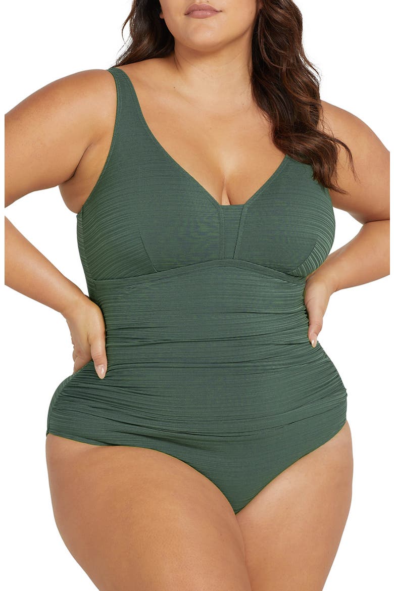 Aria Gericault One-Piece Swimsuit, Main, color, OLIVE