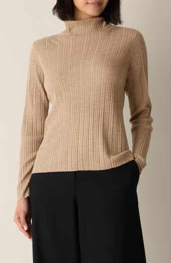 Eileen Fisher Rib Turtleneck Wool Sweater