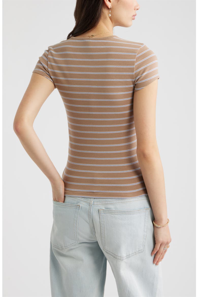 Stretch Cotton Blend Baby Tee, Alternate, color, BROWN F BLUE F LANA STRIPE