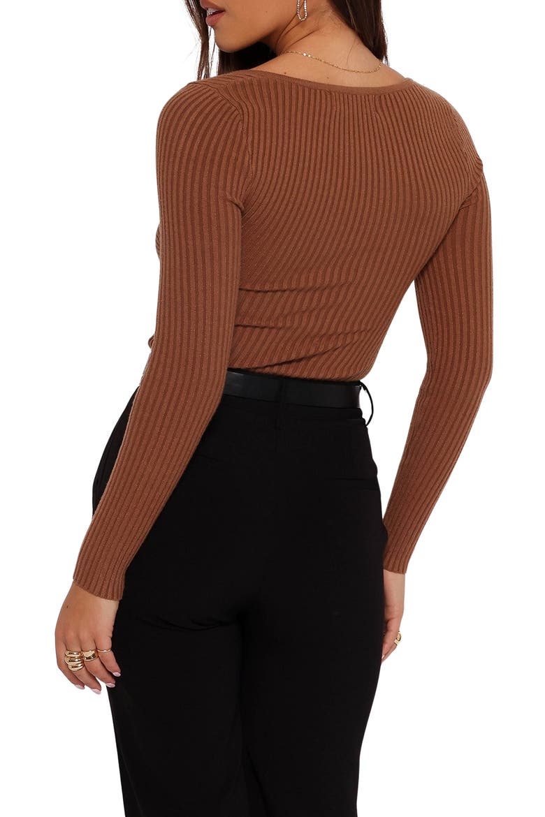 Akopo Sweetheart Neck Long Sleeve Top, Alternate, color, COGNAC