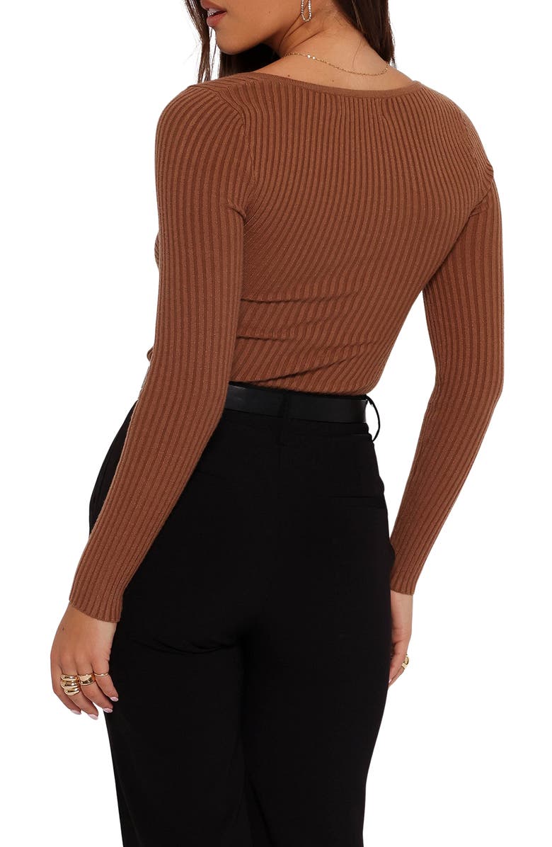 Petal & Pup Akopo Sweetheart Neck Long Sleeve Top, Alternate, color, Cognac