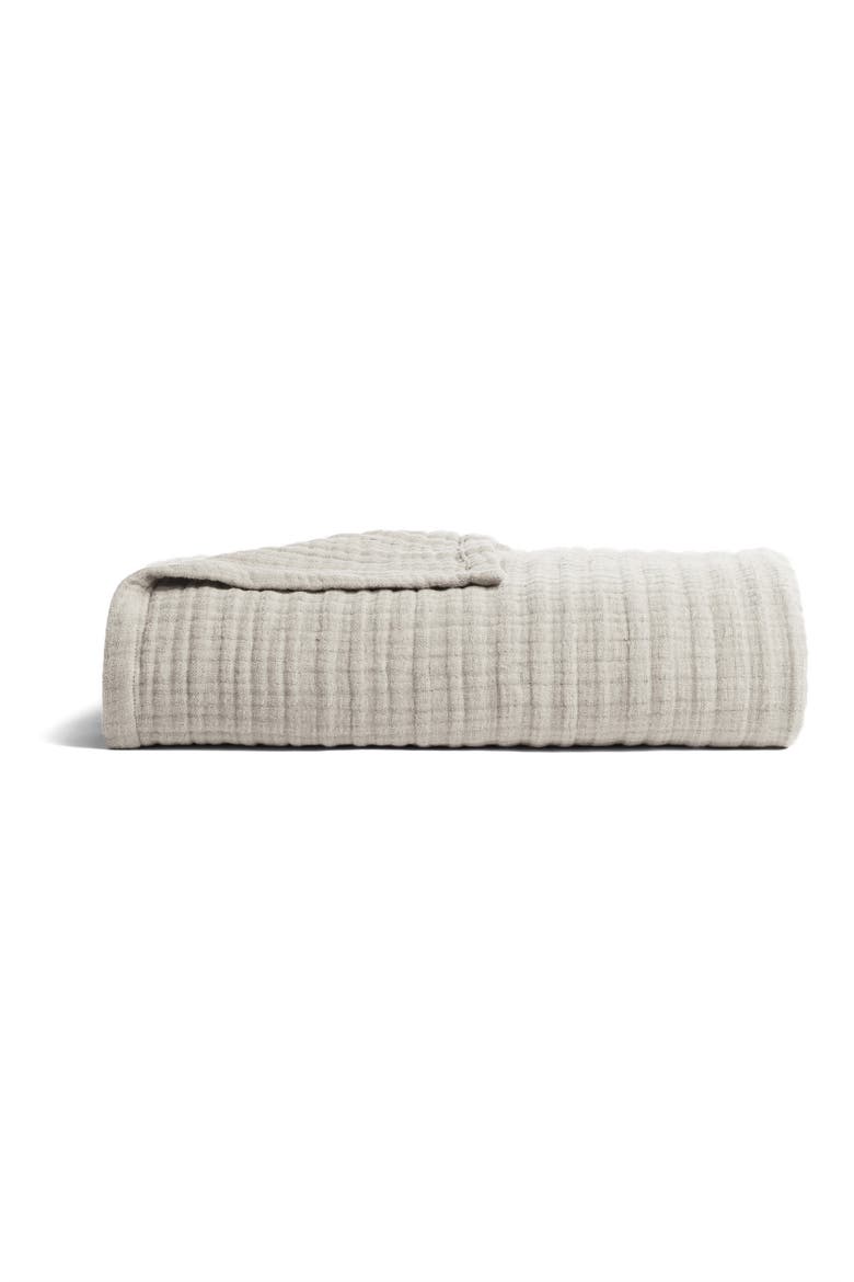 Cloud Cotton & Linen Gauze Throw Blanket, Main, color, BONE