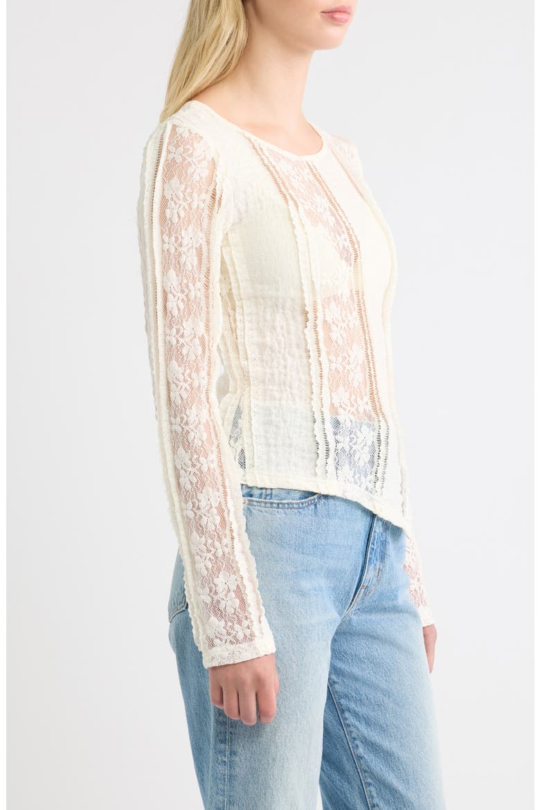 Lace Asymmetric Hem Top, Alternate, color, WHITE