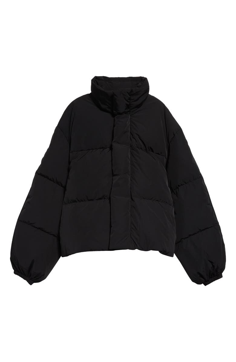 Acne Studios Sprayed Print Down Puffer Jacket, Alternate, color, Black