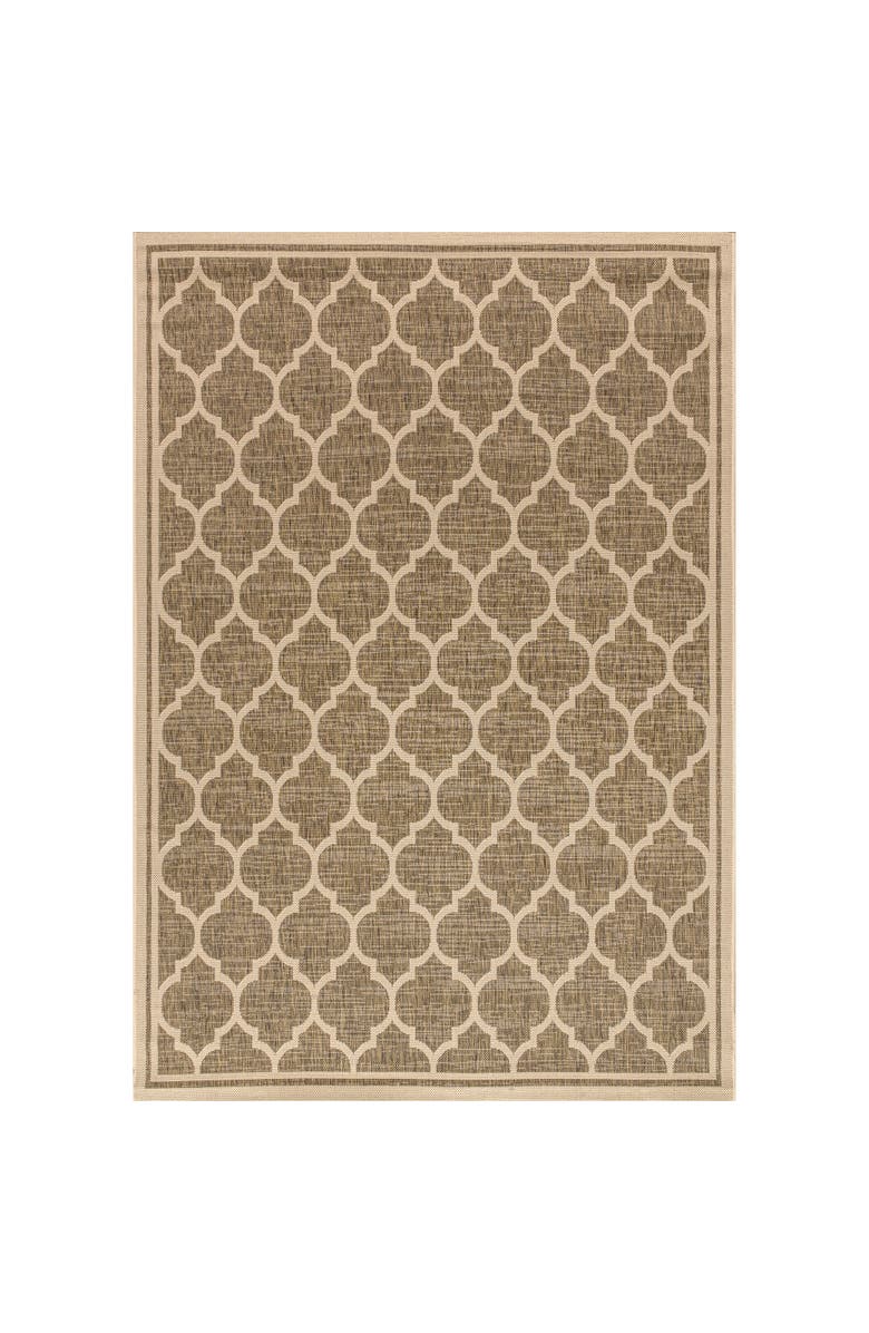 JONATHAN Y Trebol Moroccan Trellis Textured Weave Indoor/Outdoor Area Rug, Main, color, Brown/Beige