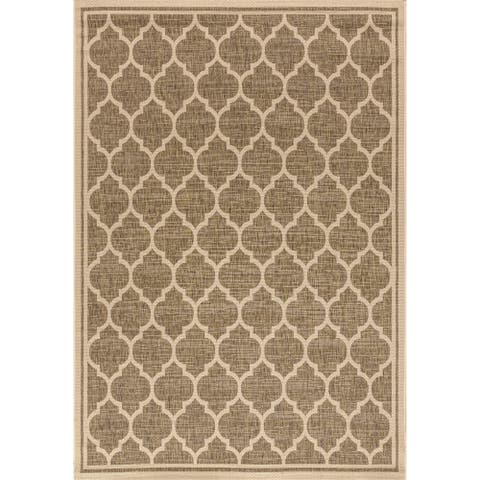 Trebol Moroccan Trellis Textured Weave Indoor/Outdoor Area Rug