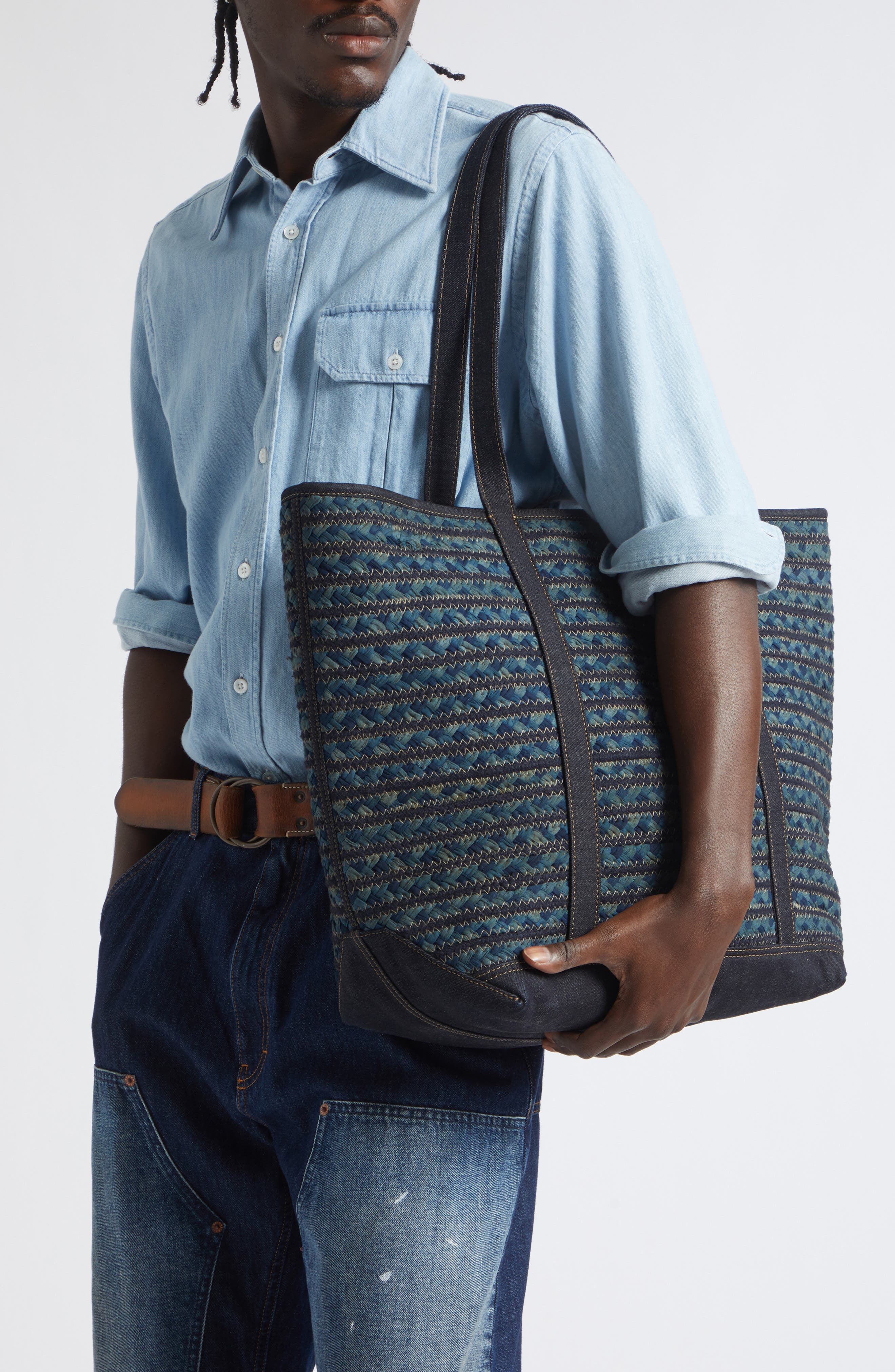 Banks Braided Cotton Beach Tote, Alternate, color, NAVY MULTI