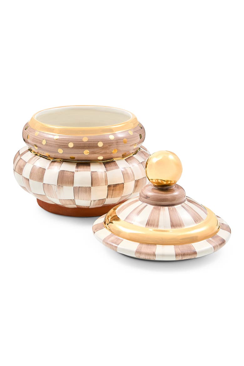 Mocha Check Ceramic Groovy Canister, Alternate, color, MOCHA