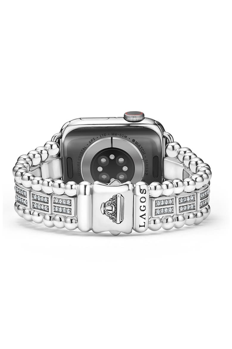 Smart Caviar Sterling Silver Diamond Apple Watch® Watchband, Alternate, color, SILVER