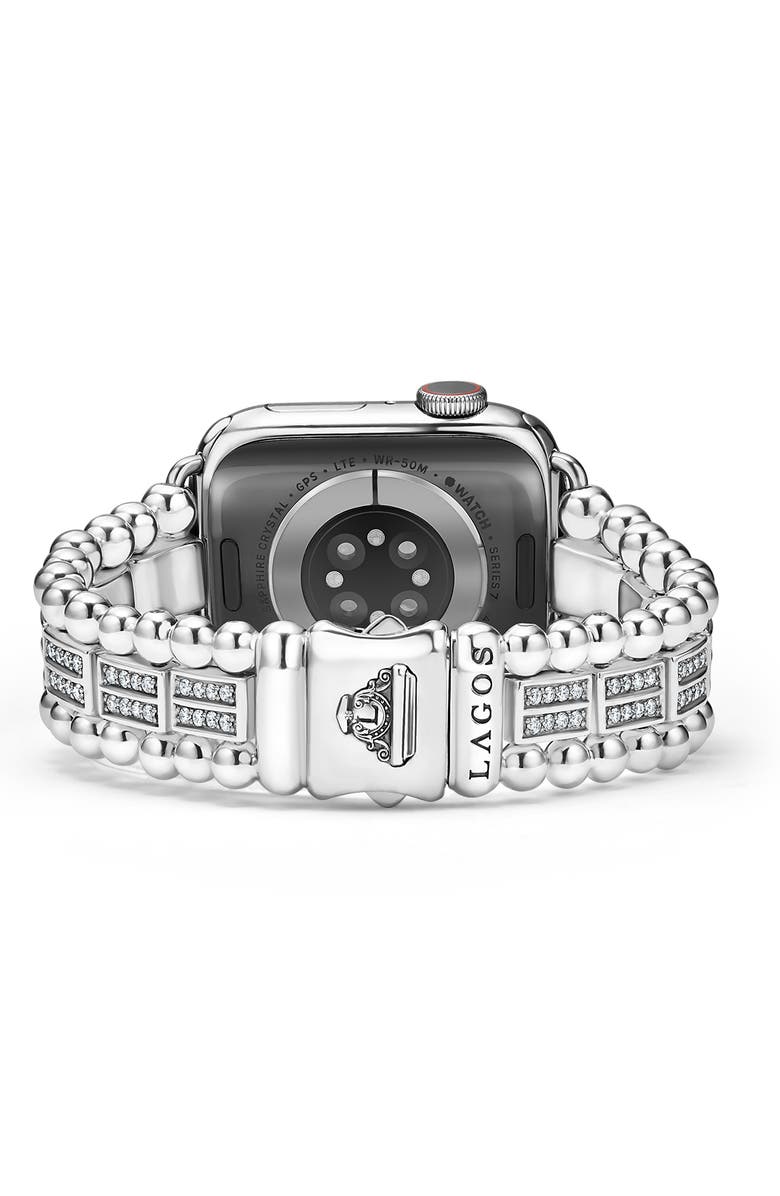 LAGOS Smart Caviar Sterling Silver Diamond Apple Watch<sup>®</sup> Watchband, Alternate, color, Silver